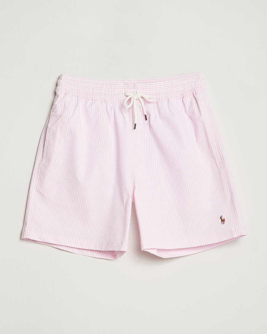 Herren | Badehosen | Polo Ralph Lauren | Recyceled Traveler Boxer Seersucker Swimshorts Pink/White