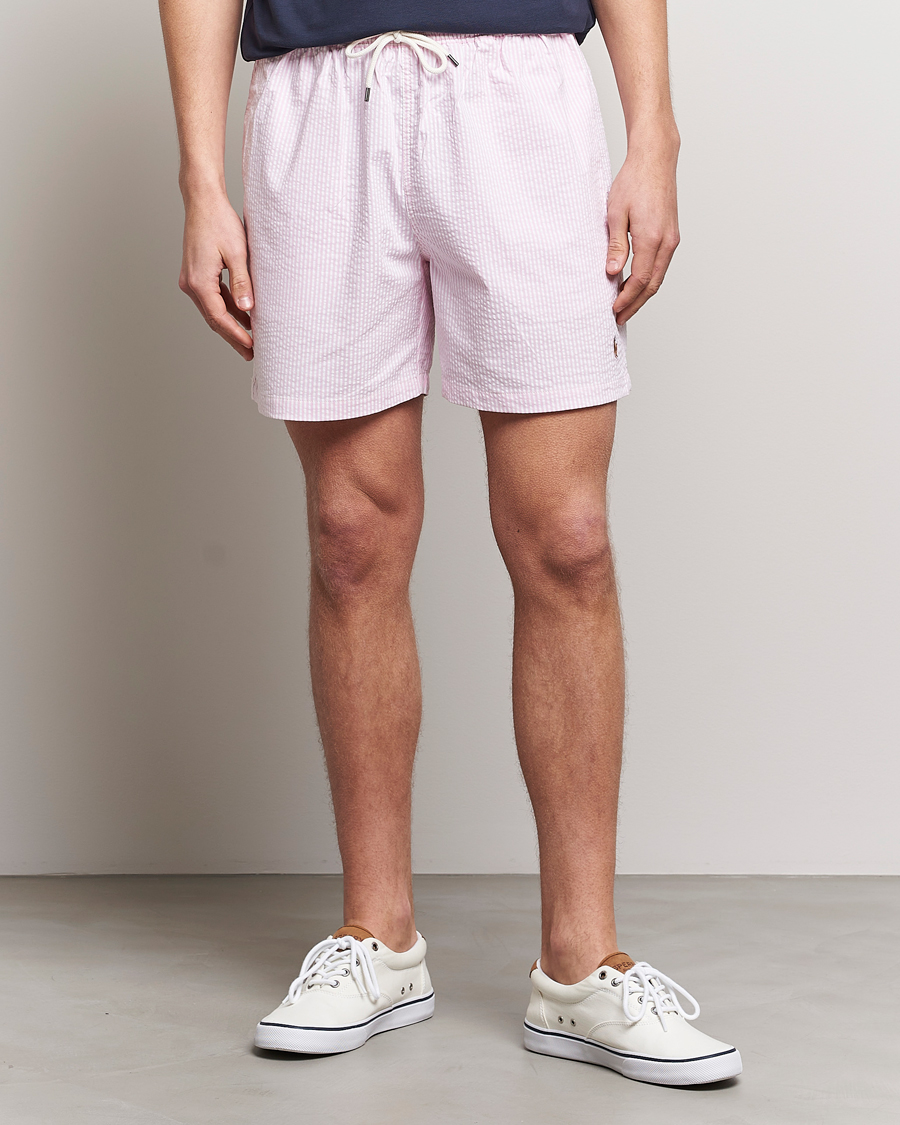 Herren | Badehosen | Polo Ralph Lauren | Recyceled Traveler Boxer Seersucker Swimshorts Pink/White
