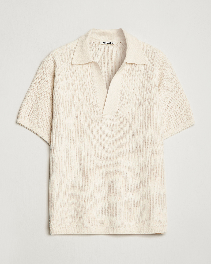 Herren | Poloshirts | Auralee | Wool Rib Knit Skipper Polo Ecru
