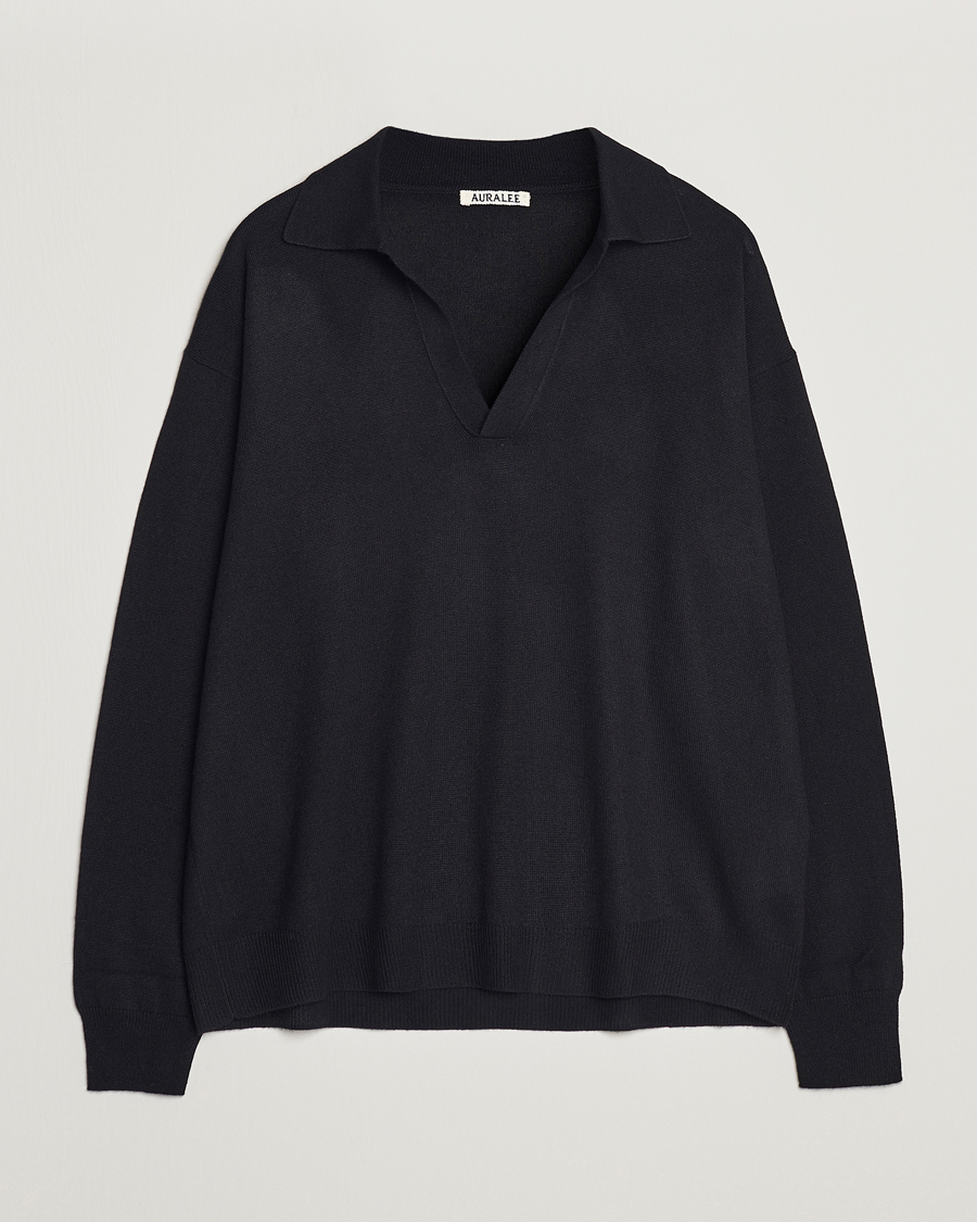 Herren | Pullover | Auralee | Cashmere/Silk Skipper Polo Black