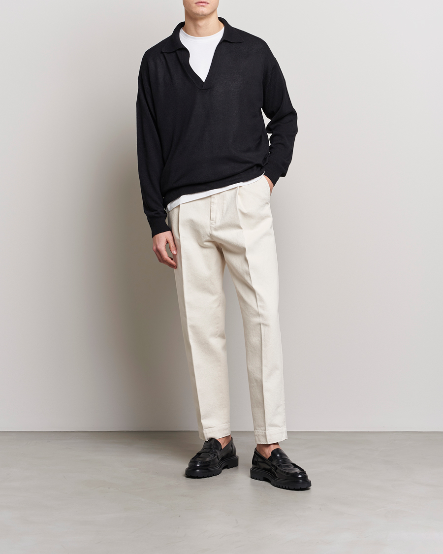 Herren | Pullover | Auralee | Cashmere/Silk Skipper Polo Black