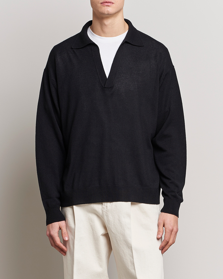 Herren | Pullover | Auralee | Cashmere/Silk Skipper Polo Black