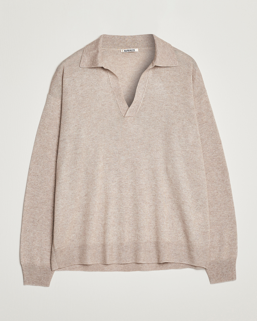 Herren | Pullover | Auralee | Cashmere/Silk Skipper Polo Beige