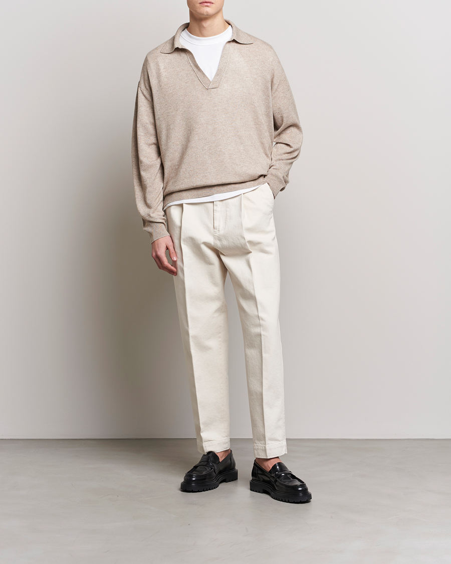 Herren | Pullover | Auralee | Cashmere/Silk Skipper Polo Beige