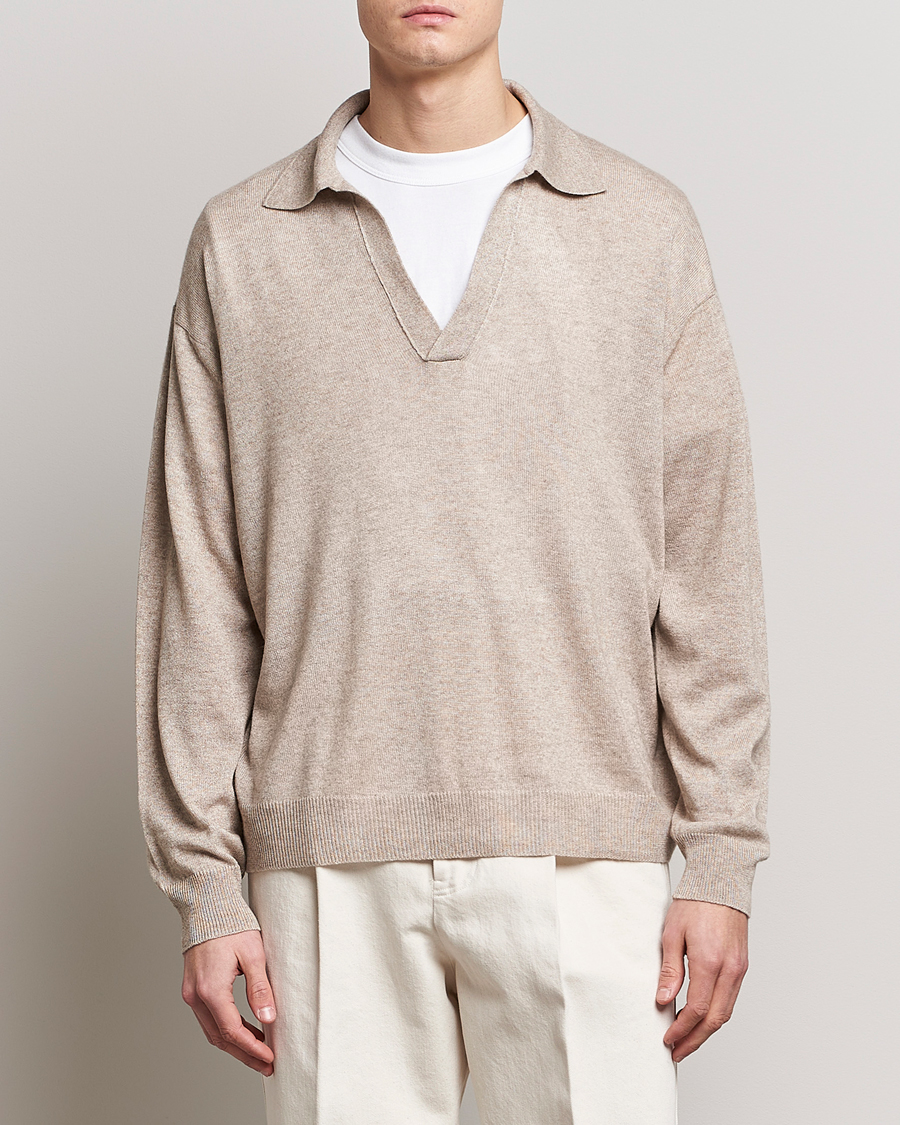 Herren | Pullover | Auralee | Cashmere/Silk Skipper Polo Beige