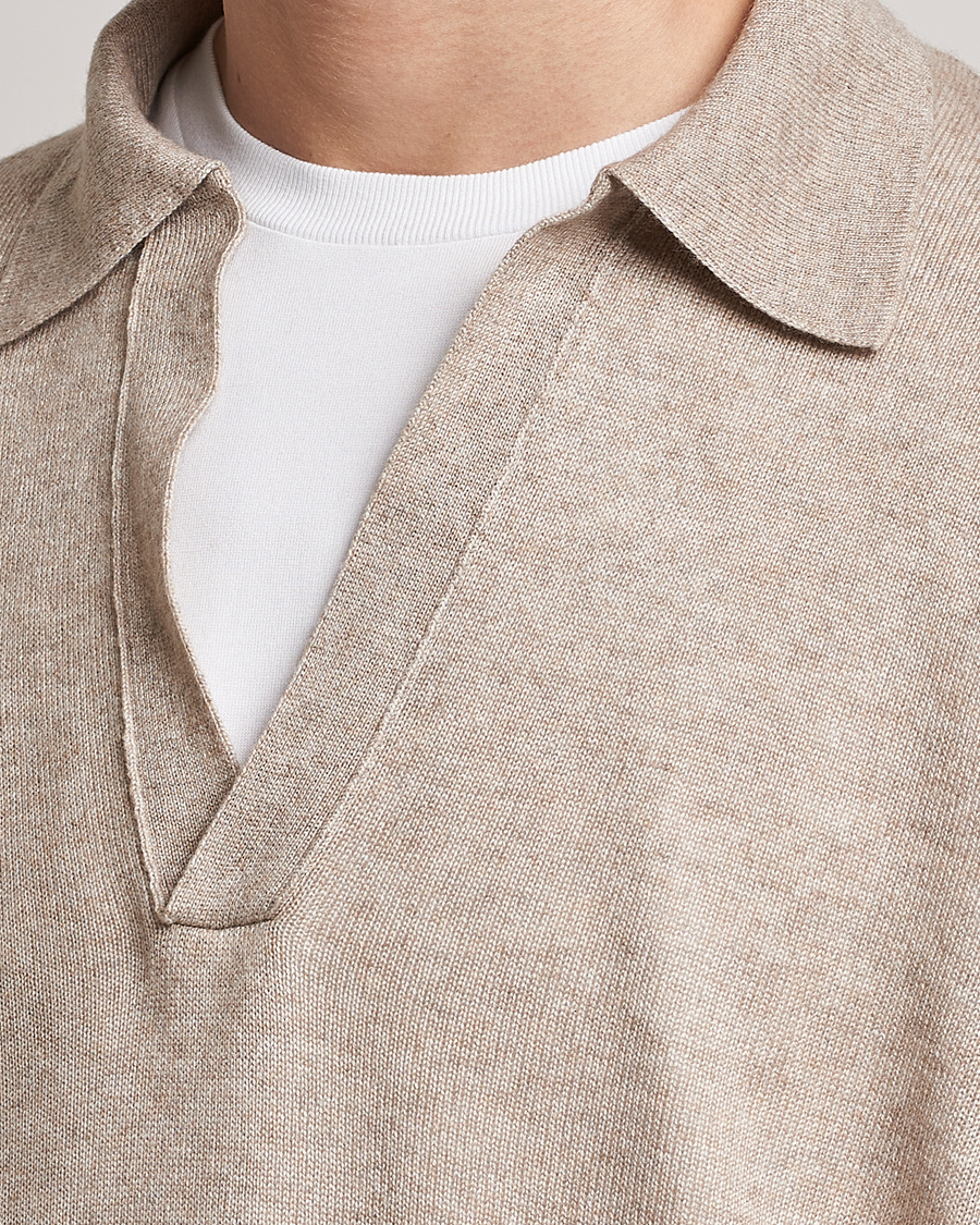 Herren | Pullover | Auralee | Cashmere/Silk Skipper Polo Beige