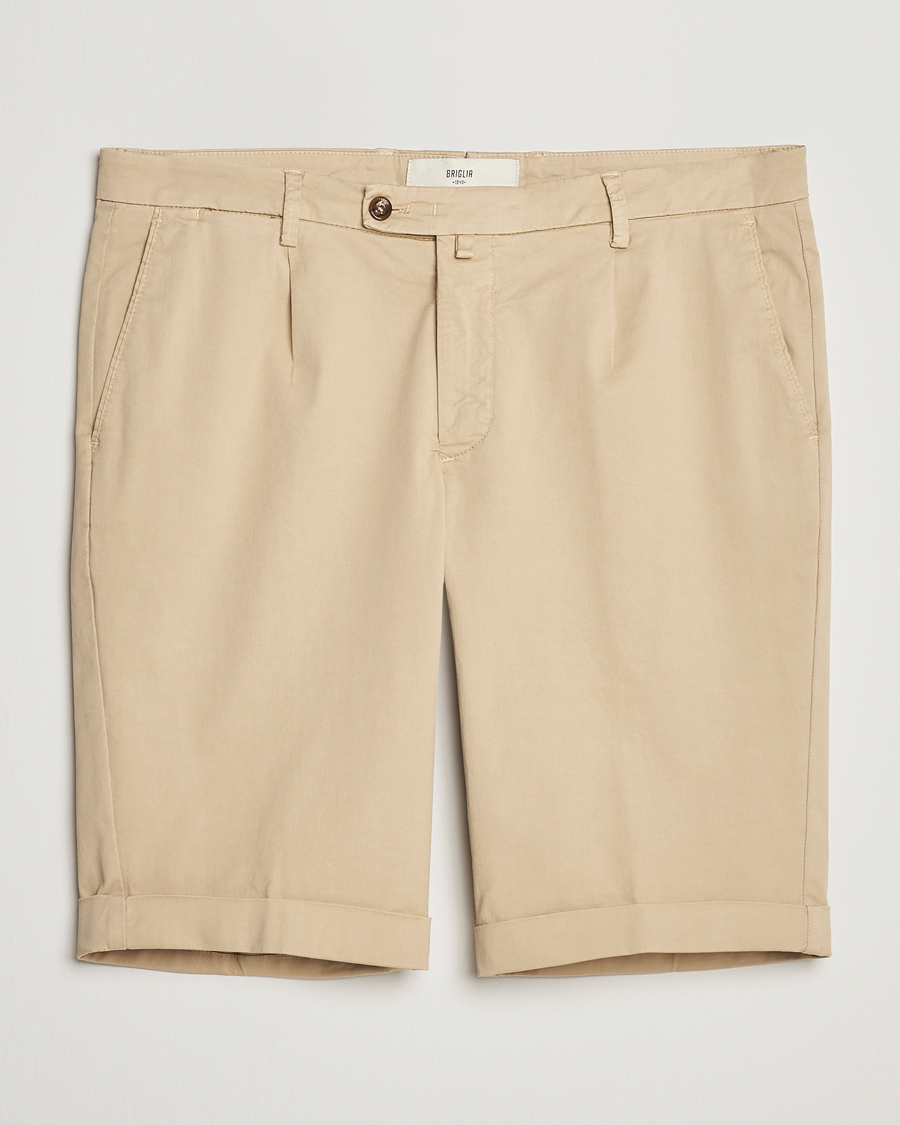Herren | Shorts | Briglia 1949 | Pleated Cotton Shorts Beige