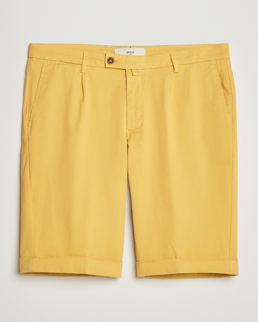 Herren | Shorts | Briglia 1949 | Pleated Cotton Shorts Yellow