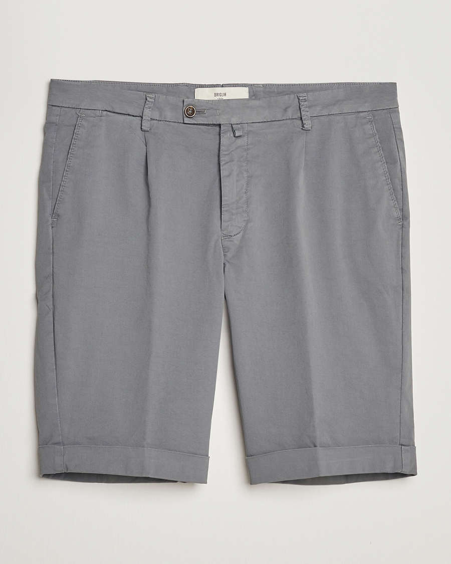 Herren | Shorts | Briglia 1949 | Pleated Cotton Shorts Grey