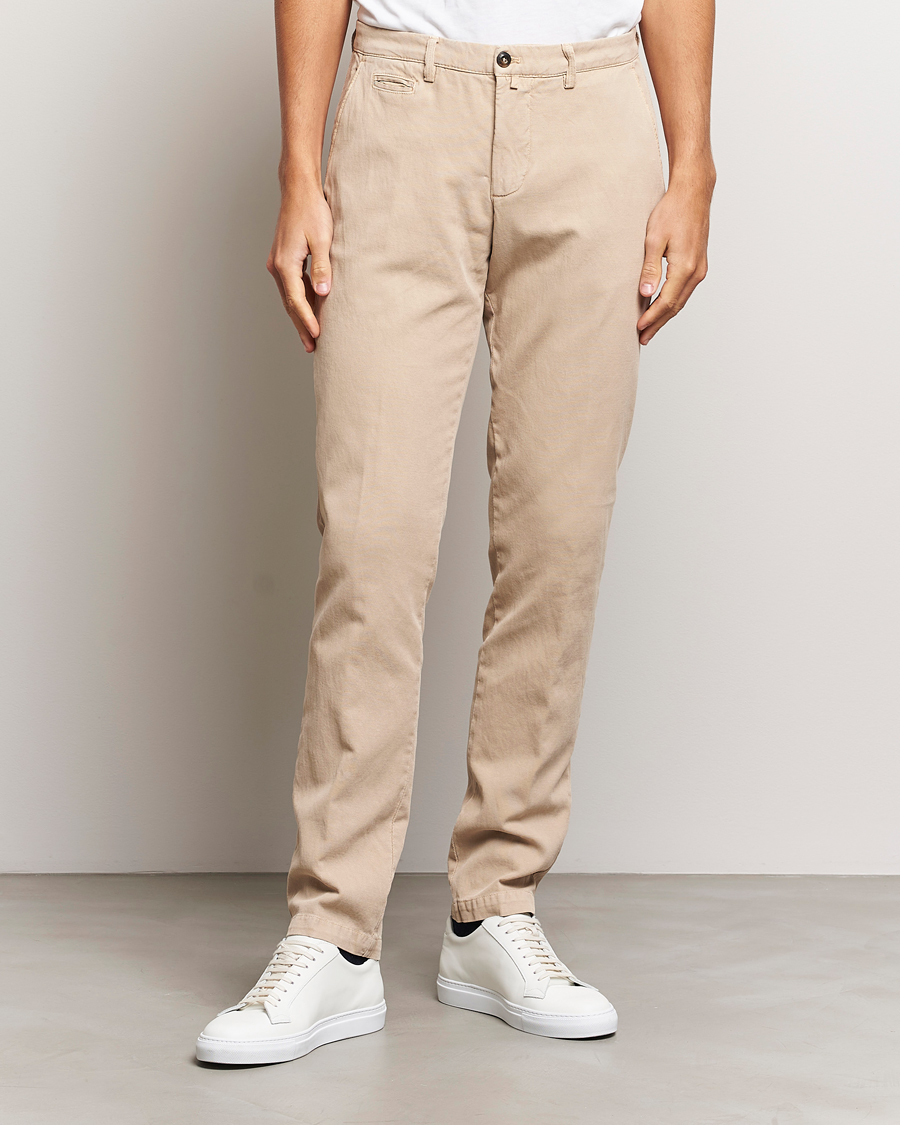 Herren | Hosen | Briglia 1949 | Slim Fit Diagonal Cotton Stretch Trousers Beige