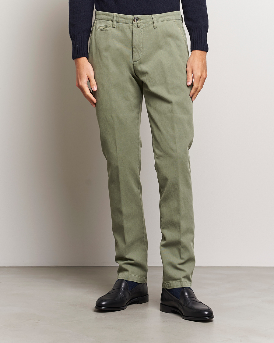 Herren | Leinenhosen | Briglia 1949 | Slim Fit Diagonal Cotton Stretch Trousers Olive