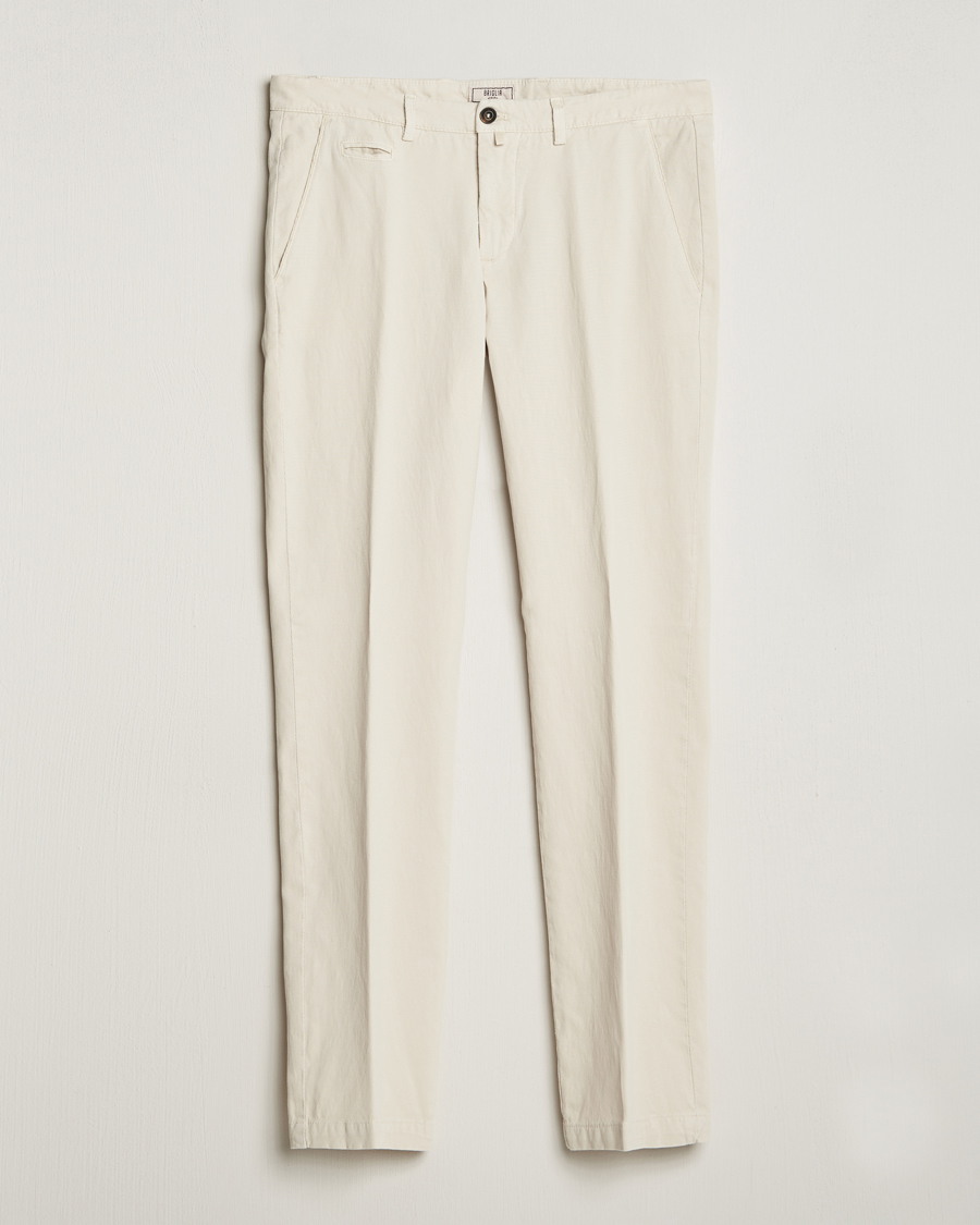 Herren | Hosen | Briglia 1949 | Slim Fit Diagonal Cotton Stretch Trousers Cream