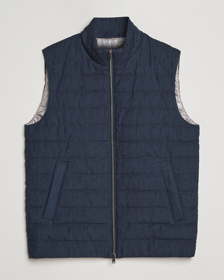 Herren | Westen | Herno | Padded Linen Vest Navy