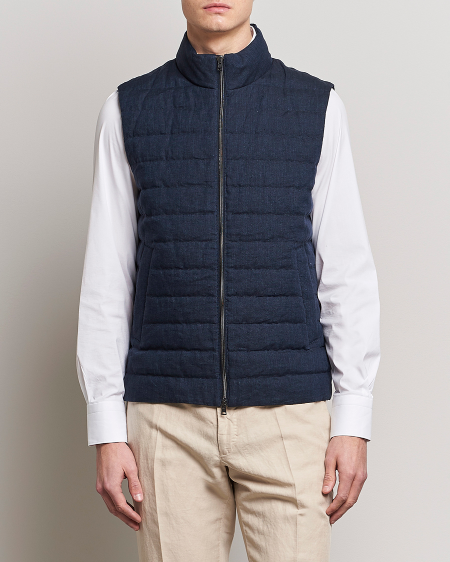 Herren | Westen | Herno | Padded Linen Vest Navy
