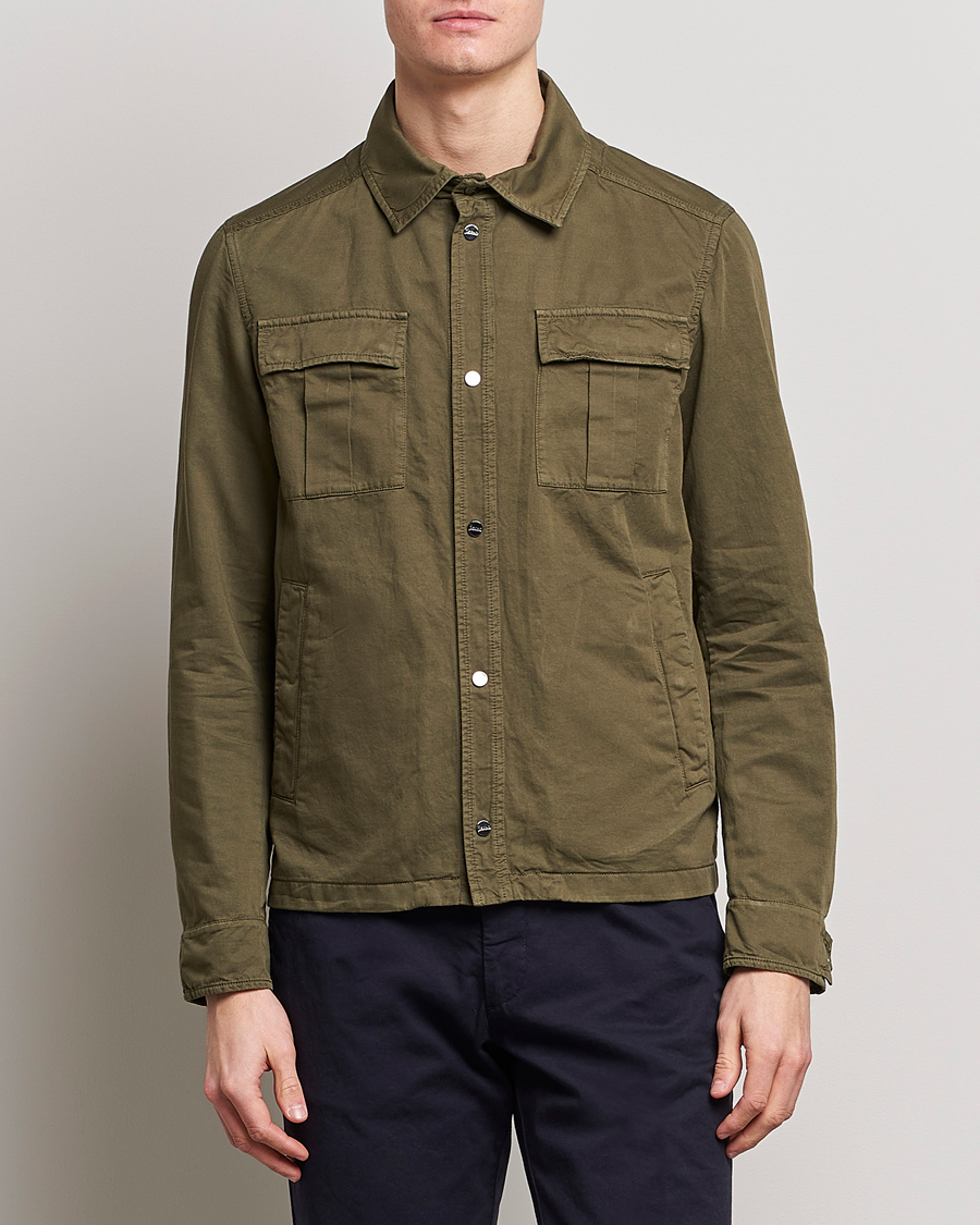 Herren | Jacken | Herno | Washed Cotton/Linen Shirt Jacket Army Green
