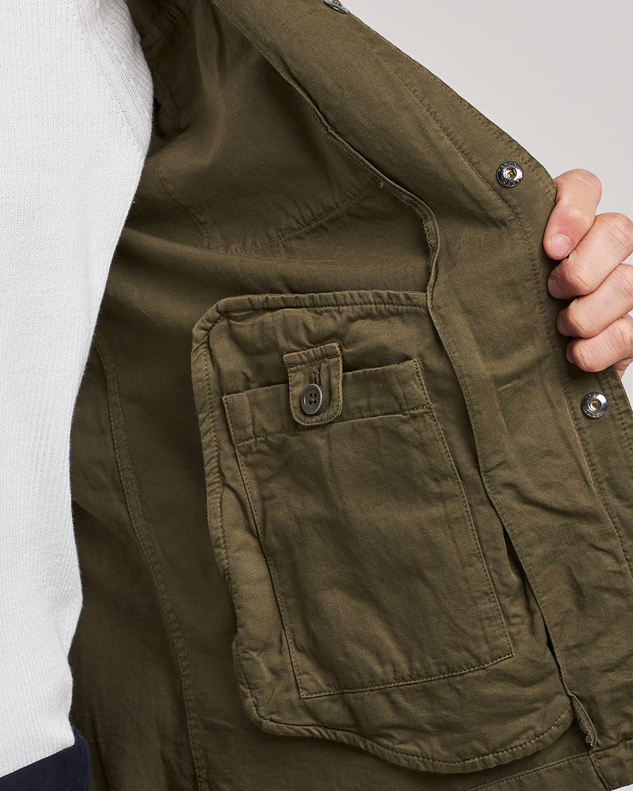 Herren | Jacken | Herno | Washed Cotton/Linen Shirt Jacket Army Green