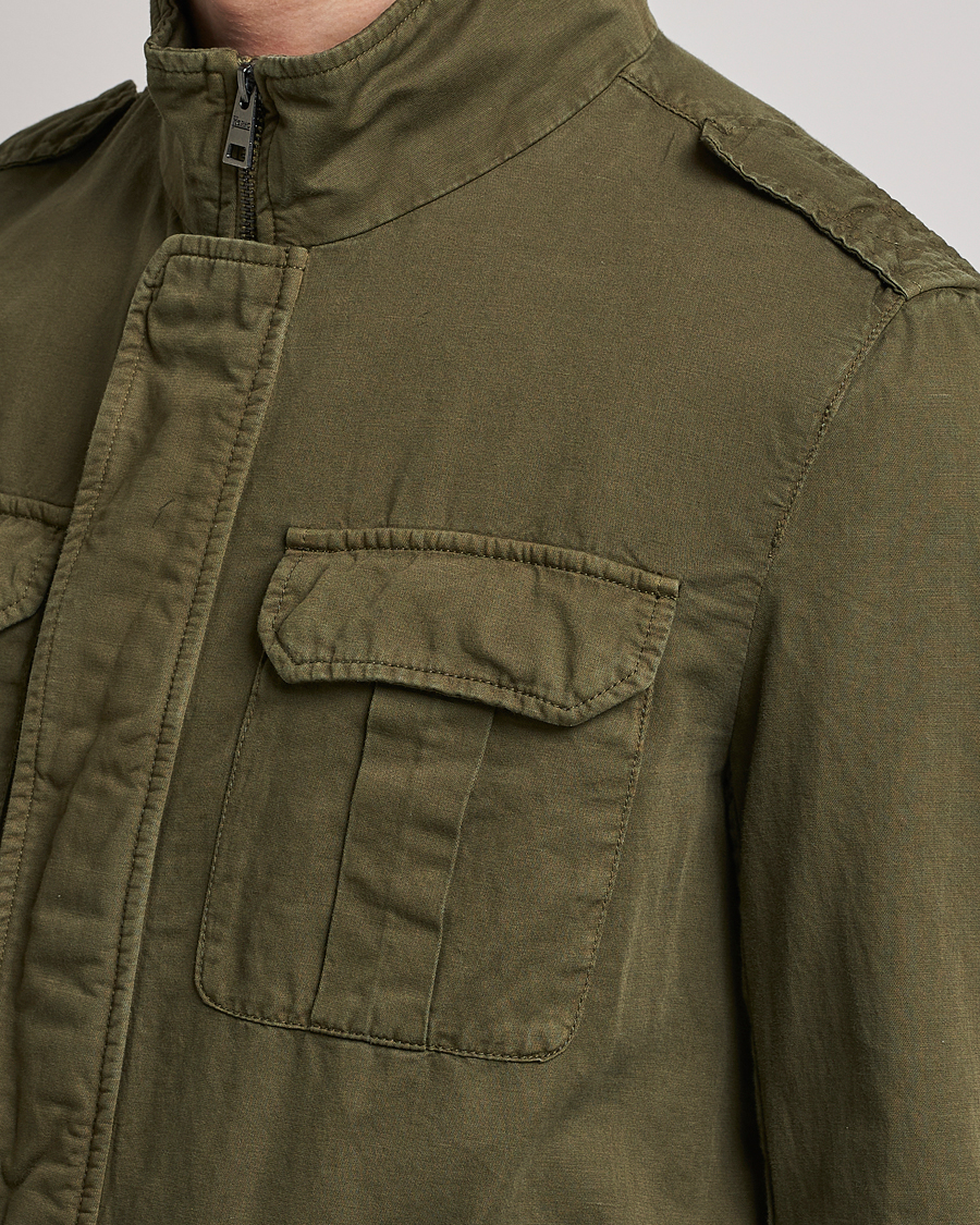Herren | Jacken | Herno | Washed Cotton/Linen Field Jacket Army Green