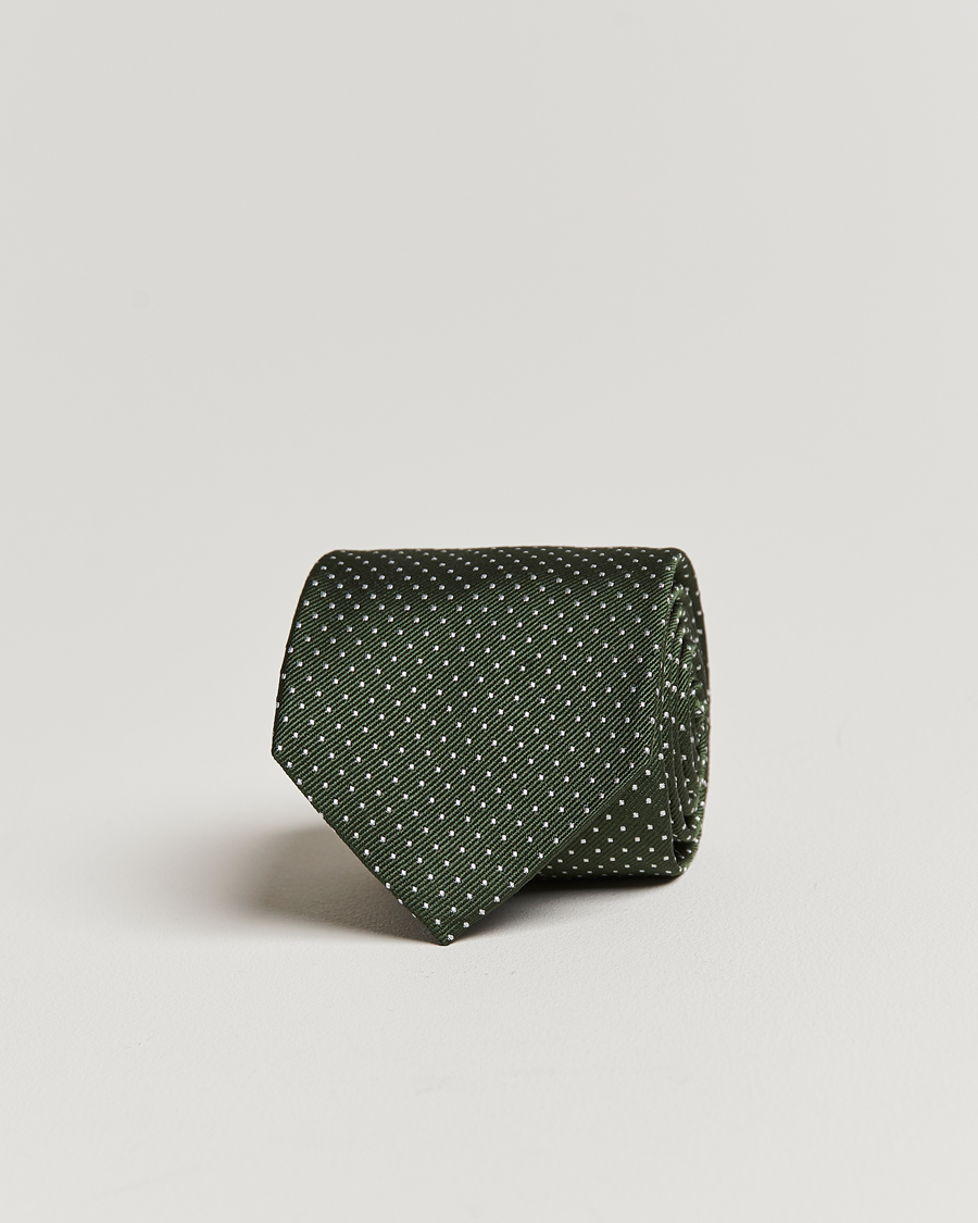 Herren | Amanda Christensen Micro Dot Classic Tie 8 cm Olive/White | Amanda Christensen | Micro Dot Classic Tie 8 cm Olive/White