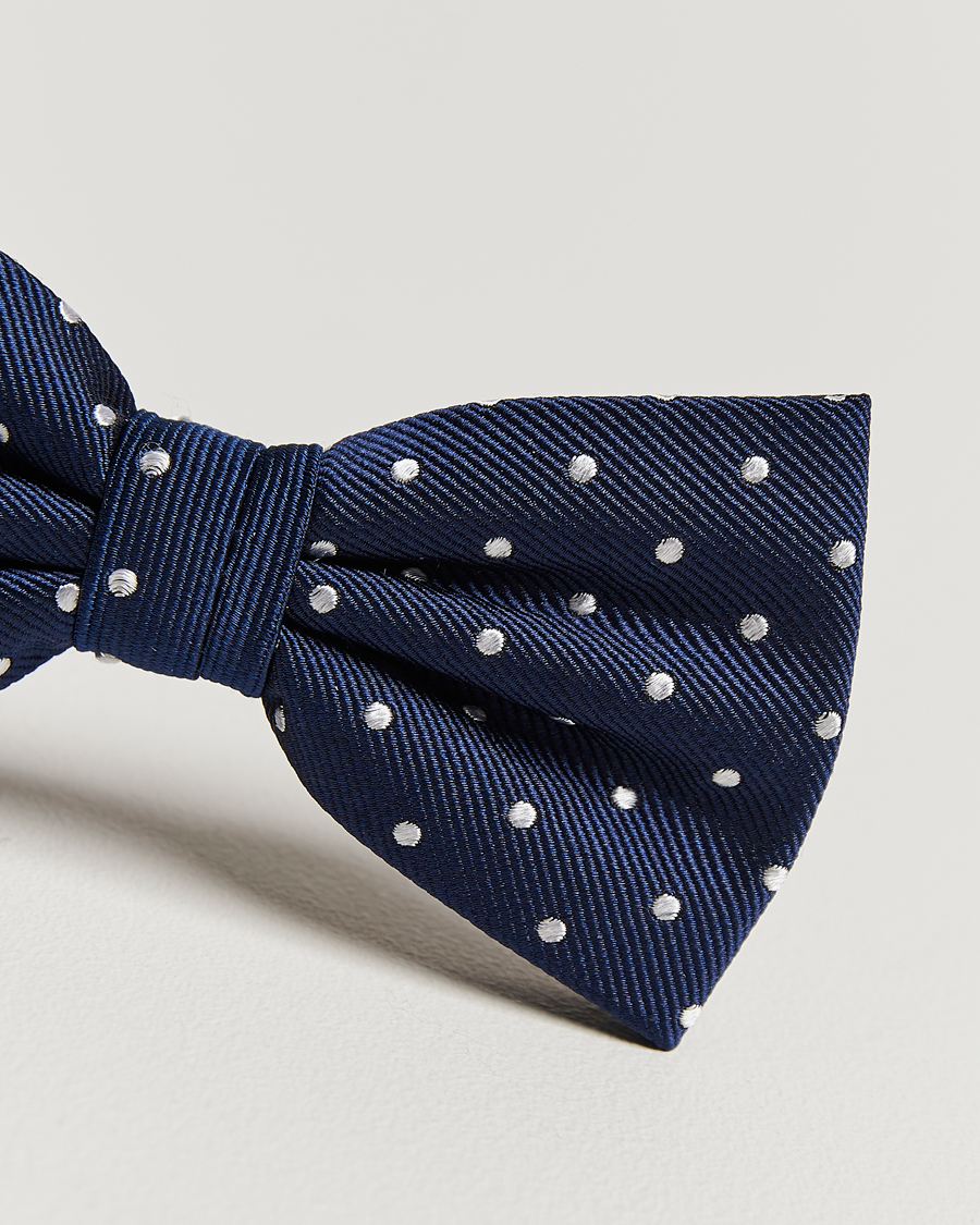 Herren | Amanda Christensen Dot Pre Tie Silk Navy/White | Amanda Christensen | Dot Pre Tie Silk Navy/White