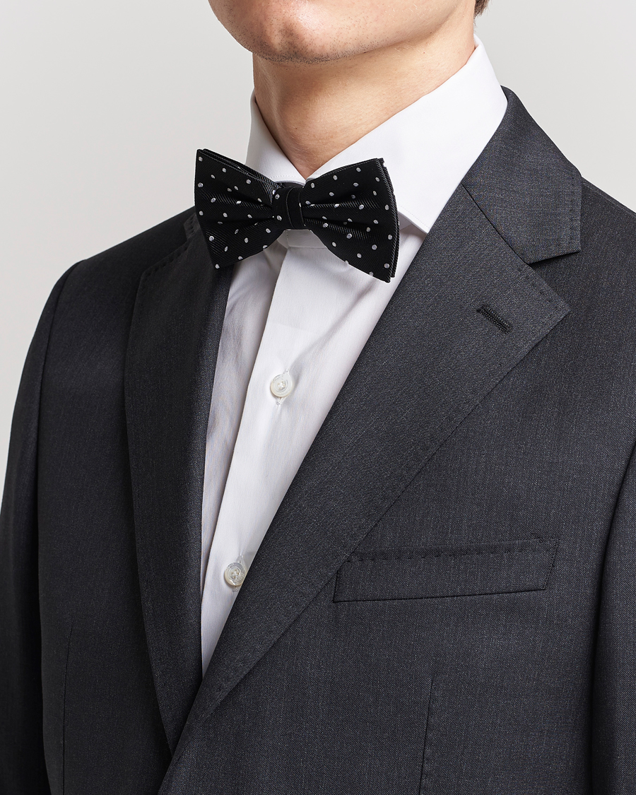 Herren | Amanda Christensen Dot Pre Tie Silk Black/White | Amanda Christensen | Dot Pre Tie Silk Black/White