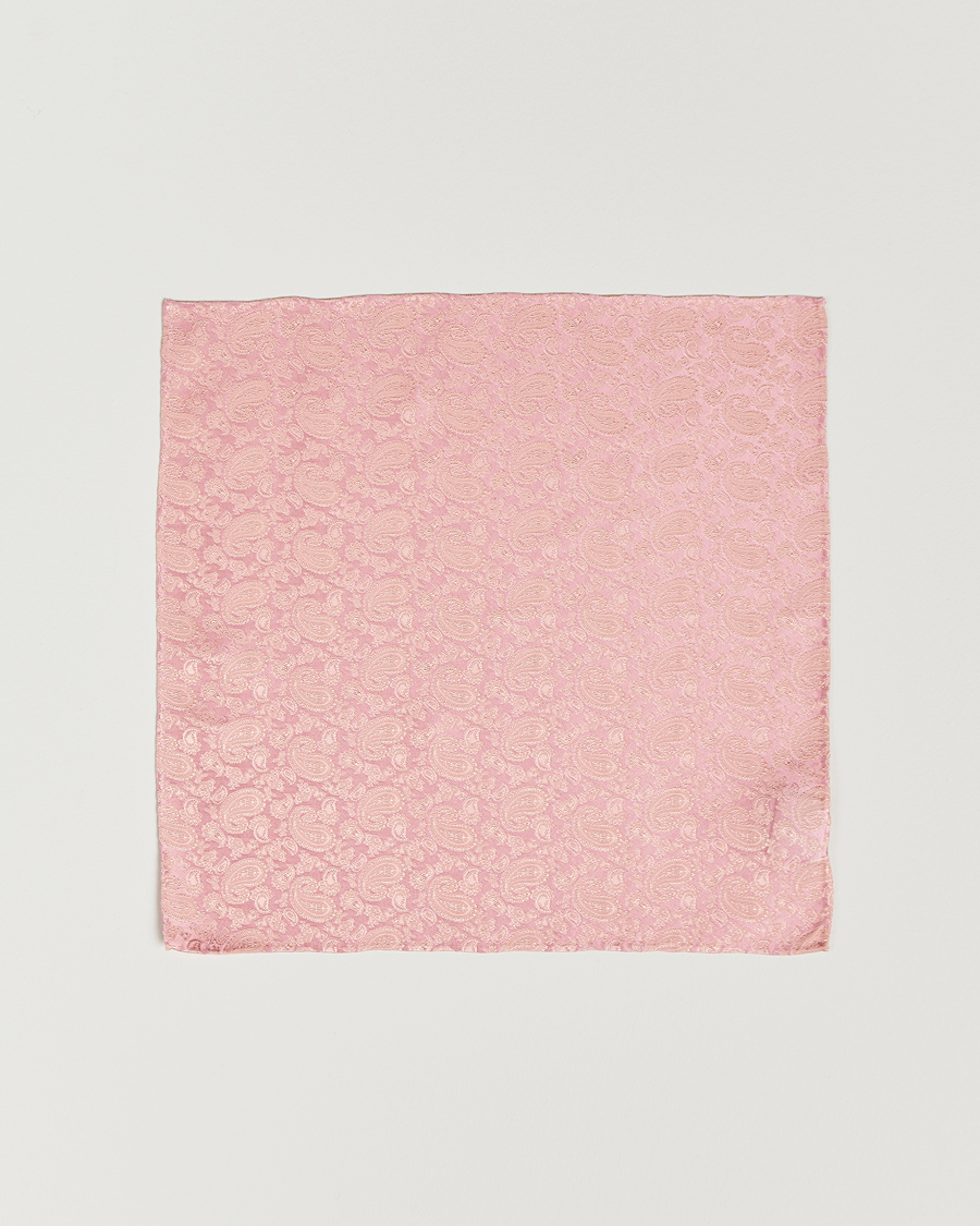 Herren | Amanda Christensen Tonal Paisley Silk Pocket Square Powder Pink | Amanda Christensen | Tonal Paisley Silk Pocket Square Powder Pink
