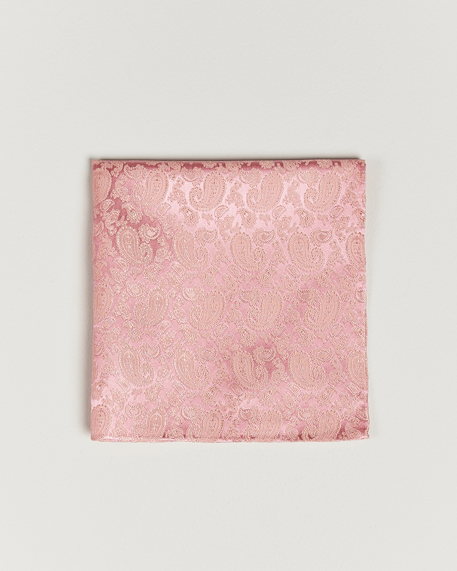 Herren | Amanda Christensen Tonal Paisley Silk Pocket Square Powder Pink | Amanda Christensen | Tonal Paisley Silk Pocket Square Powder Pink