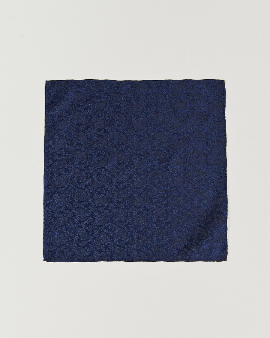 Herren | Einstecktücher | Amanda Christensen | Tonal Paisley Silk Pocket Square Navy