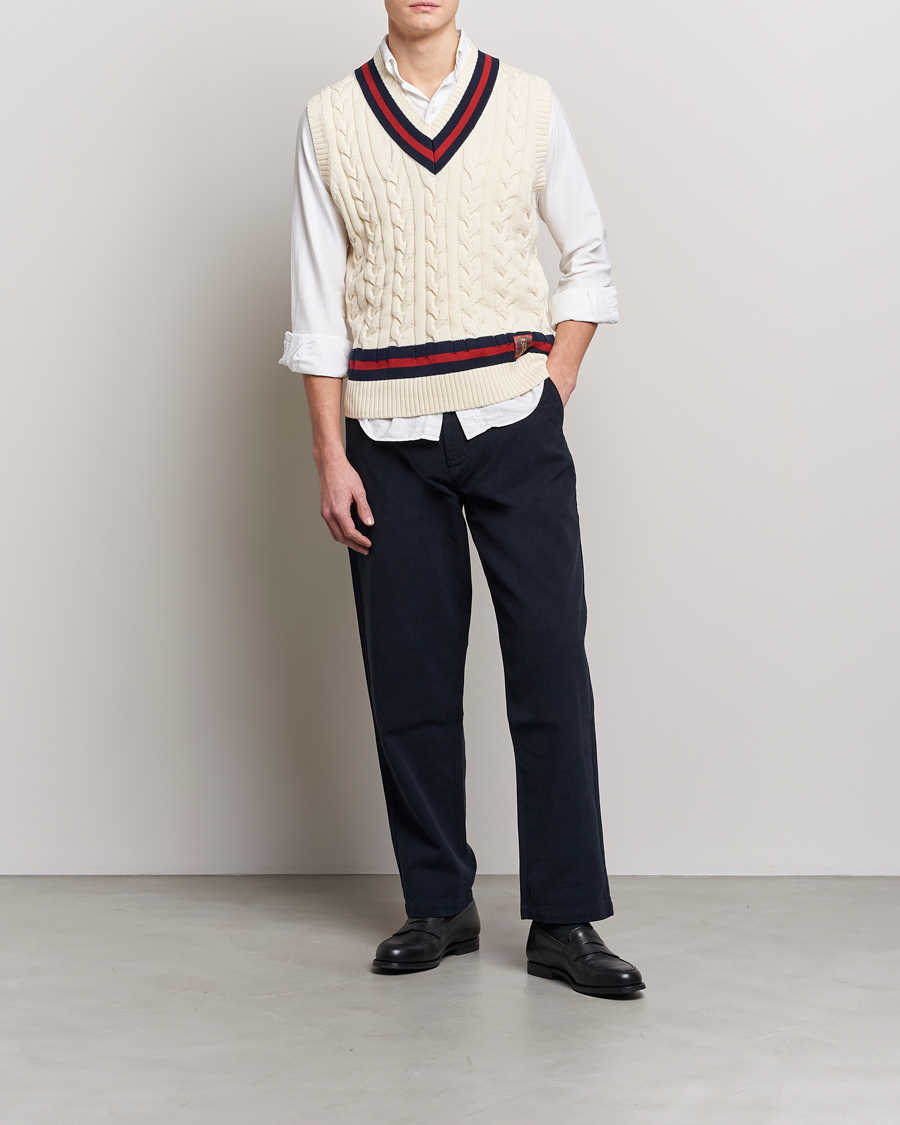 Herren | Pullover | Baracuta | Cotton Cable Knit Vest Off White
