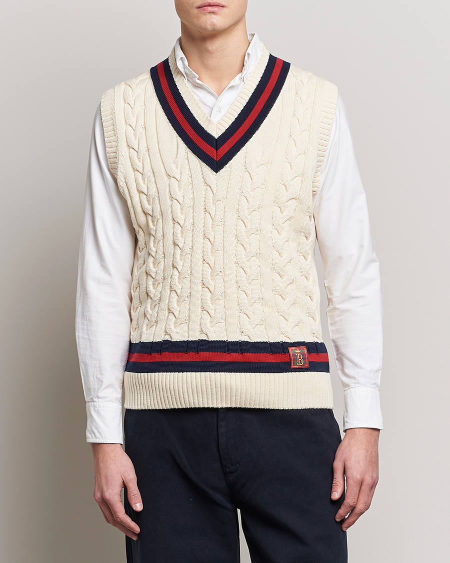 Herren | Pullover | Baracuta | Cotton Cable Knit Vest Off White