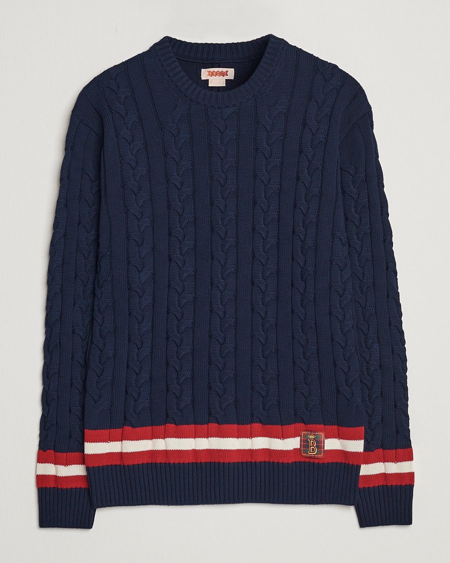 Herren | Pullover | Baracuta | Cotton Cable Crew Neck Navy