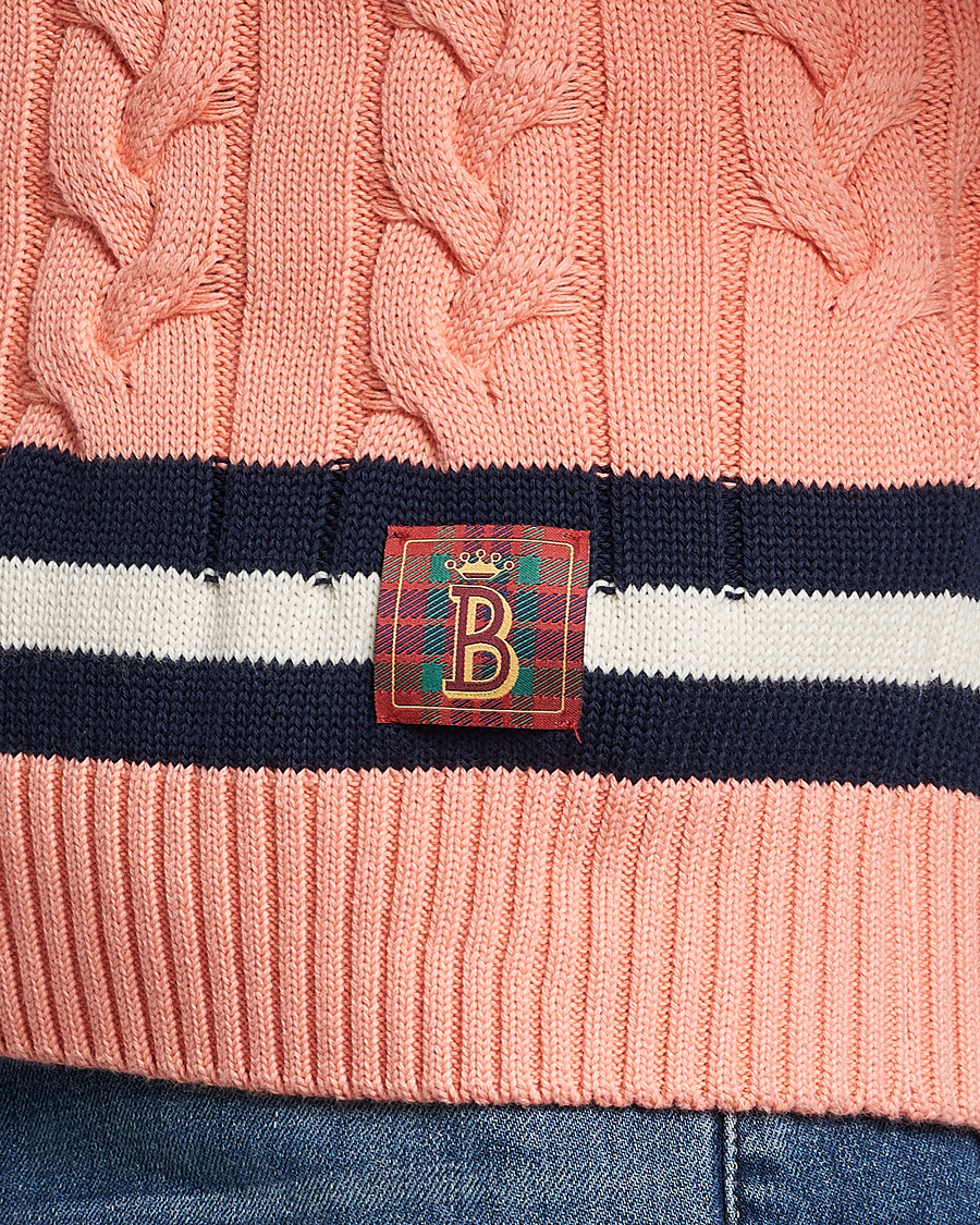 Herren | Pullover | Baracuta | Cotton Cable Crew Neck Flamingo