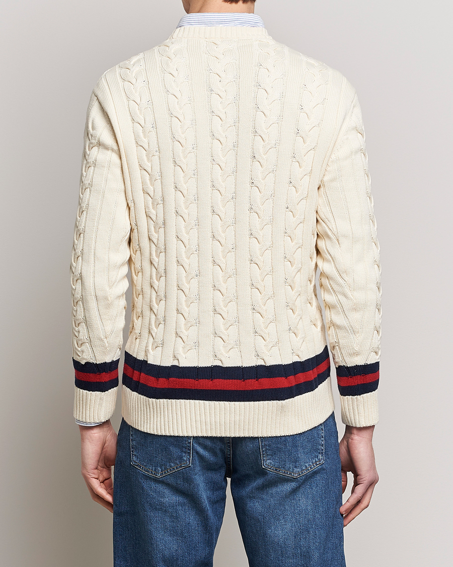 Herren | Pullover | Baracuta | Cotton Cable Crew Neck Off White