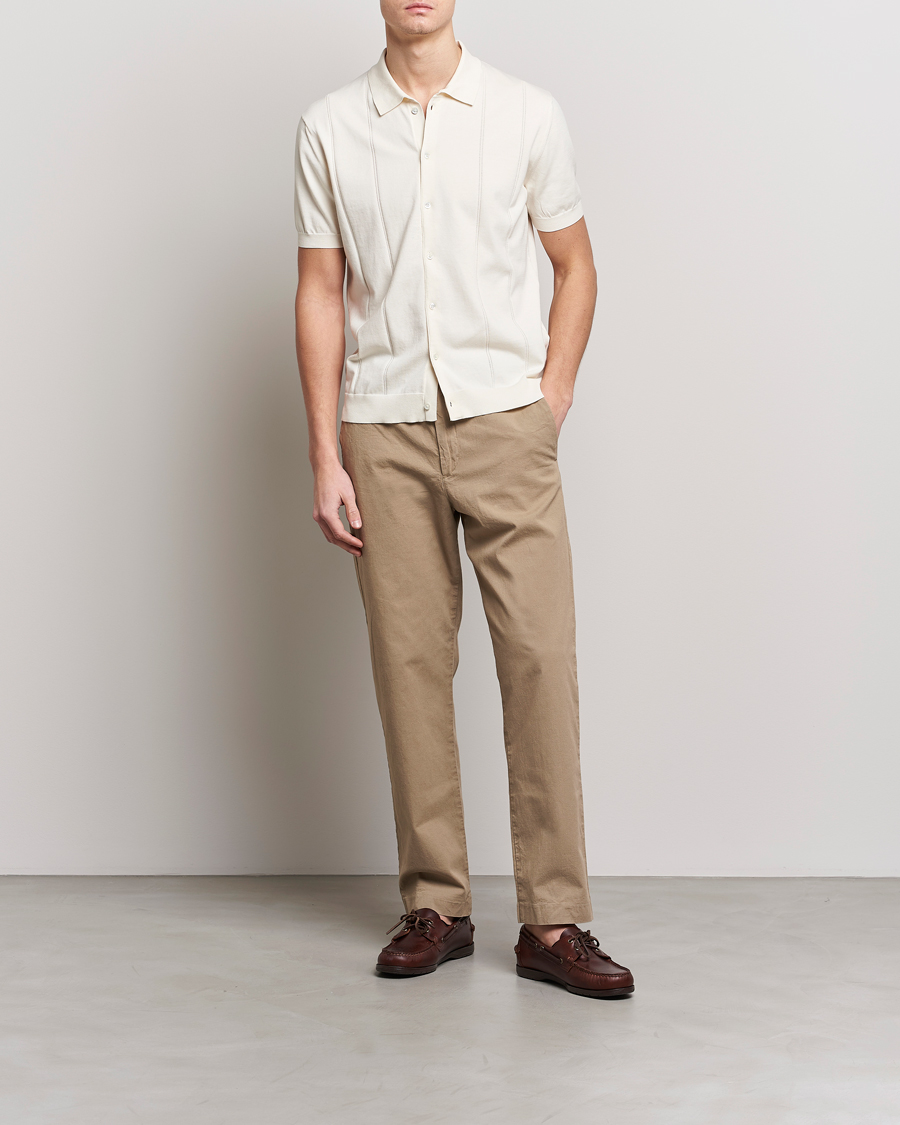 Herren | Poloshirts | Baracuta | Horatio Cotton Garment Dyed Knitted Polo Shirt Ivory