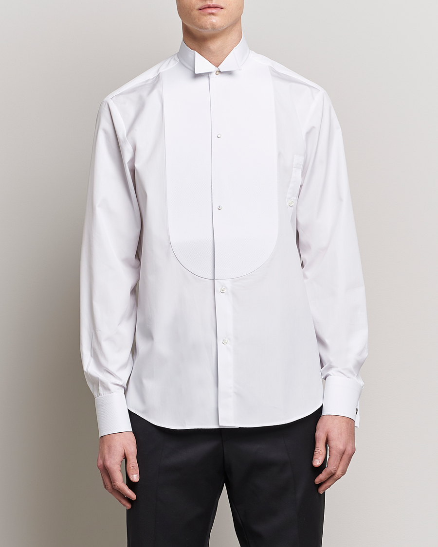 Herren | Hemden | Stenströms | Fitted Body Stand Up Collar Evening Shirt White