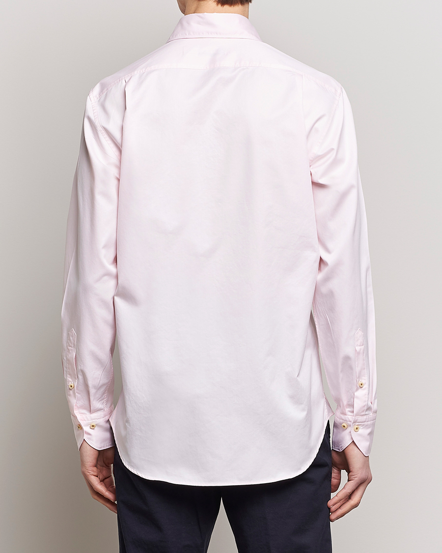 Herren | Hemden | Stenströms | Fitted Body Washed Cotton Plain Shirt Pink