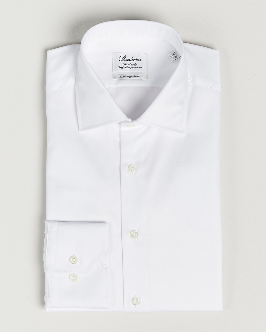 Herren | Hemden | Stenströms | Fitted Body X-Long Sleeve Shirt White
