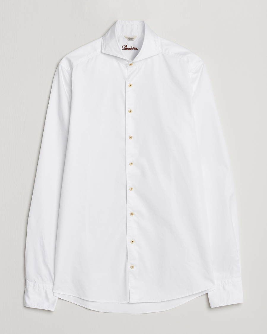 Herren | Hemden | Stenströms | Slimline X-Long Sleeve Washed Cotton Shirt White