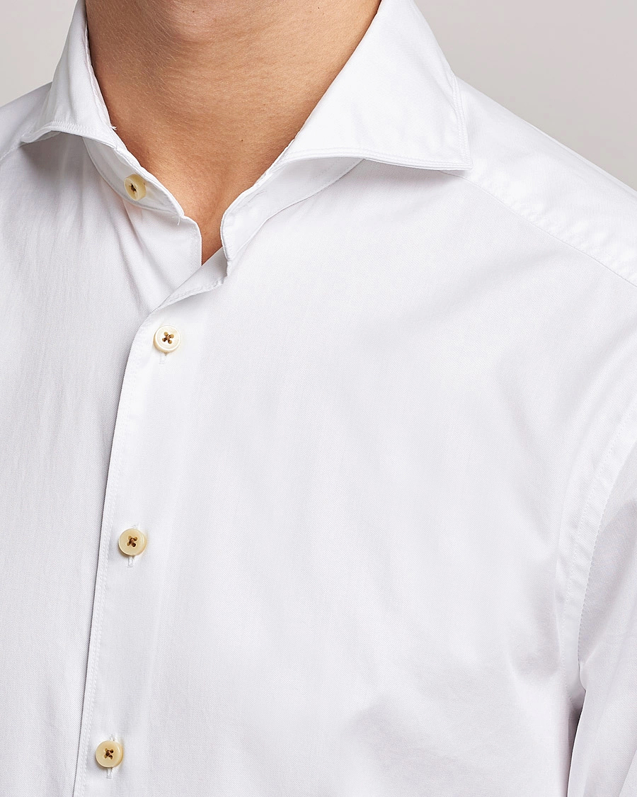 Herren | Hemden | Stenströms | Slimline X-Long Sleeve Washed Cotton Shirt White