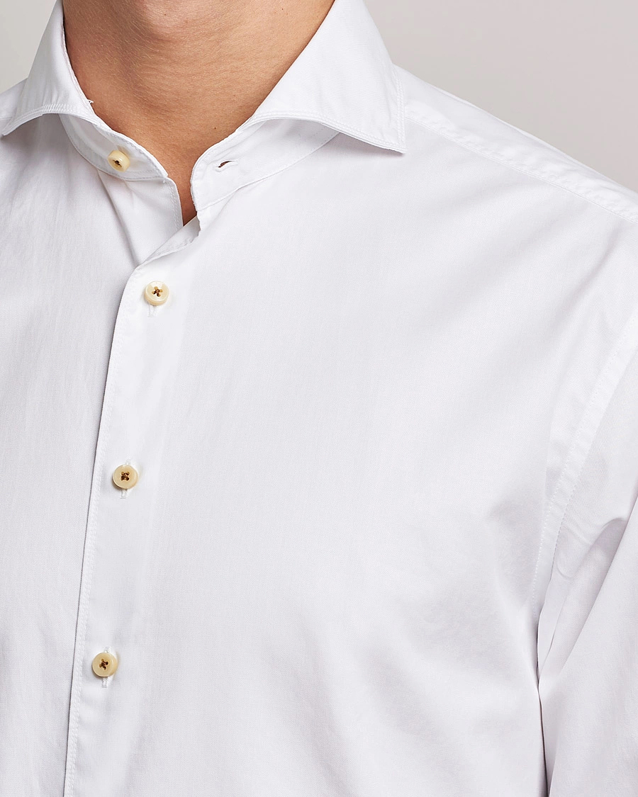 Herren | Freizeithemden | Stenströms | Fitted Body X-Long Sleeve Washed Shirt White