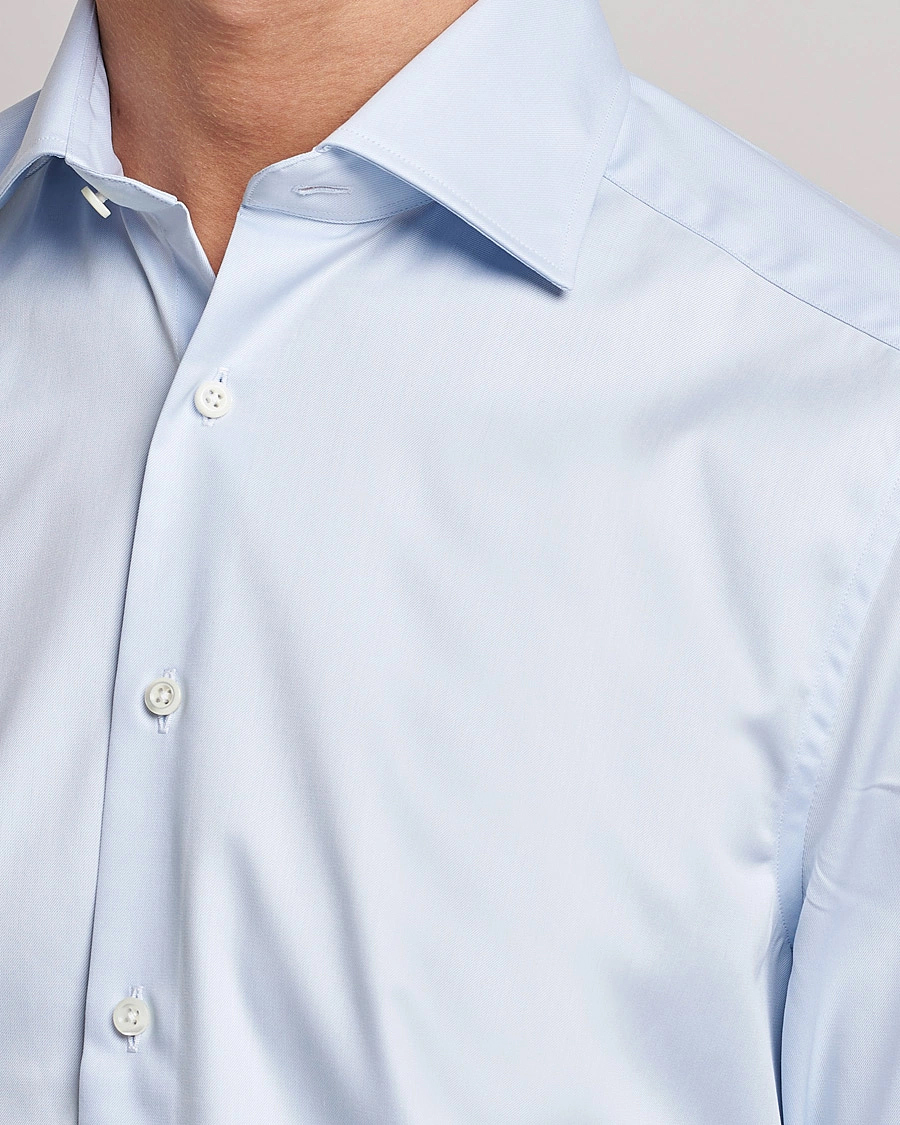 Herren | Formelle Hemden | Stenströms | Slimline X-Long Sleeve Double Cuff Shirt Light Blue