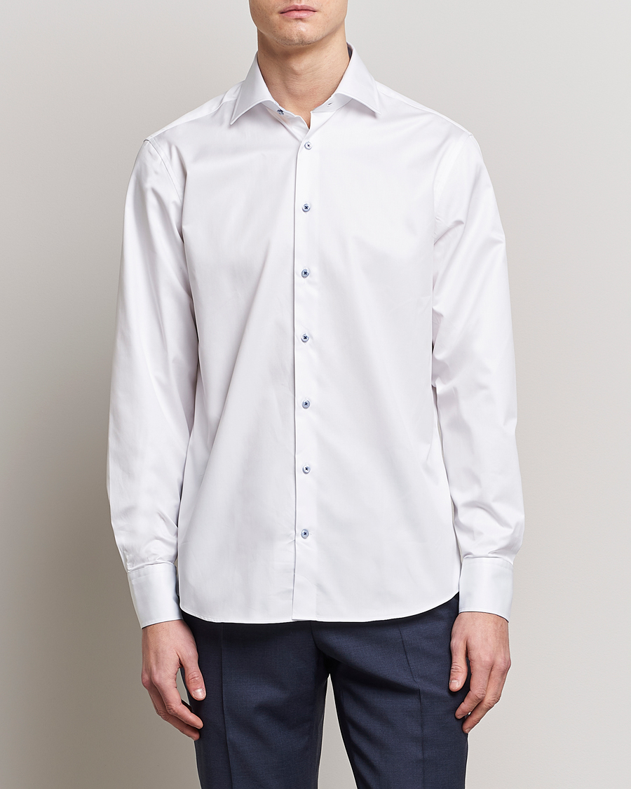 Herren | Hemden | Stenströms | Fitted Body Contrast Cut Away Shirt White
