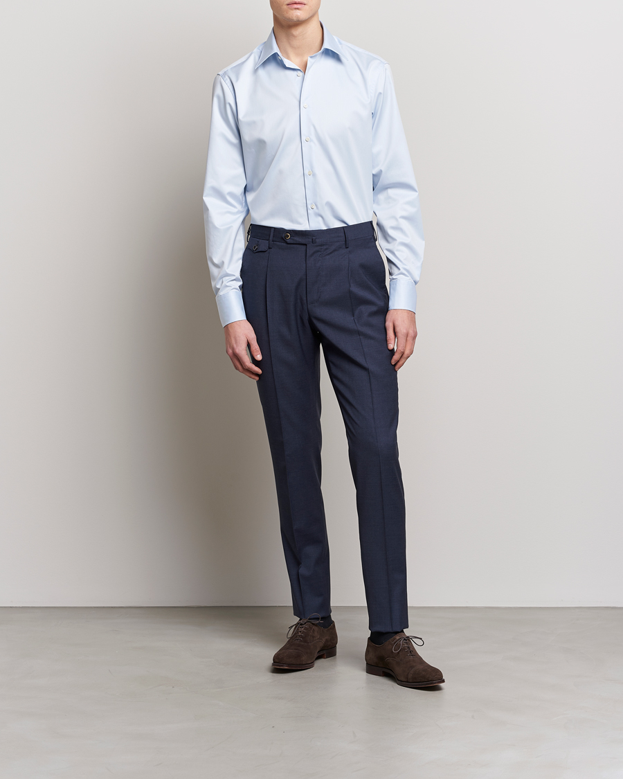 Herren | Formelle Hemden | Stenströms | Fitted Body Kent Collar Shirt Light Blue