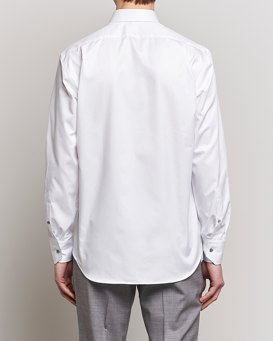 Herren | Hemden | Stenströms | Fitted Body Contrast Cotton Twill Shirt White