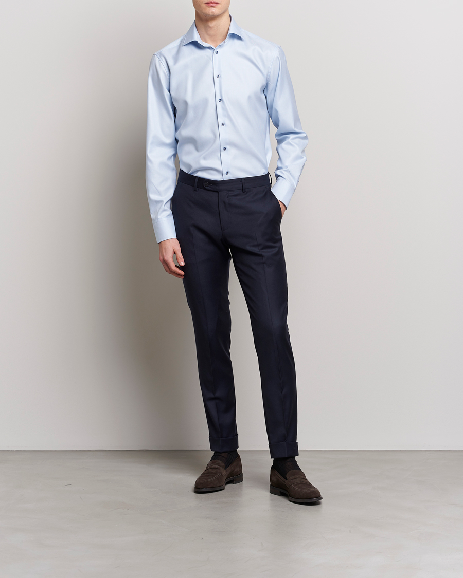Herren | Business & Beyond | Stenströms | Fitted Body Contrast Shirt Light Blue