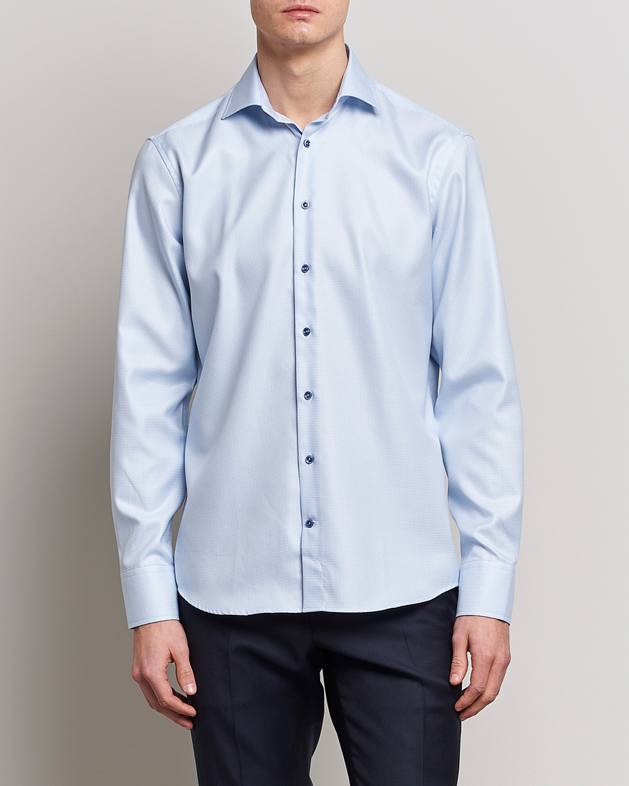 Herren | Hemden | Stenströms | Fitted Body Contrast Shirt Light Blue