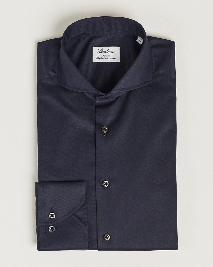 Herren | Hemden | Stenströms | Slimline Extreme Cut Away Shirt Navy