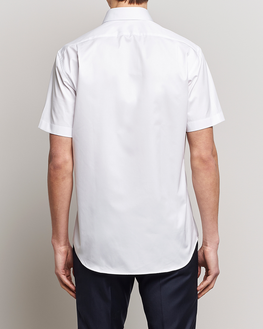 Herren | Hemden | Stenströms | Fitted Body Short Sleeve Twill Shirt White