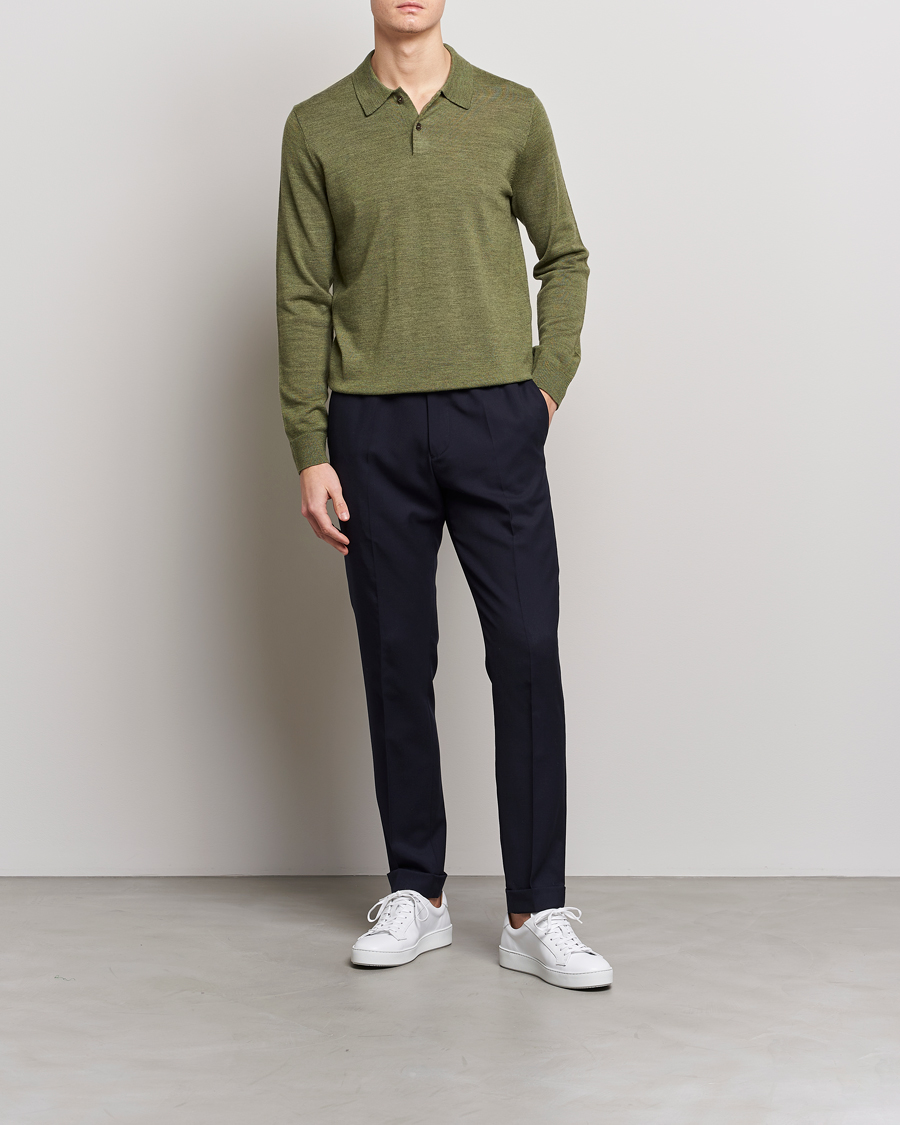 Herren | Pullover | Morris | Merino Knitted Polo Olive