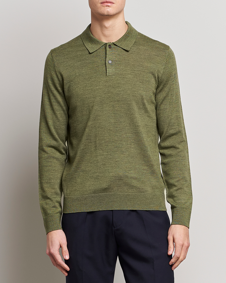 Herren | Pullover | Morris | Merino Knitted Polo Olive