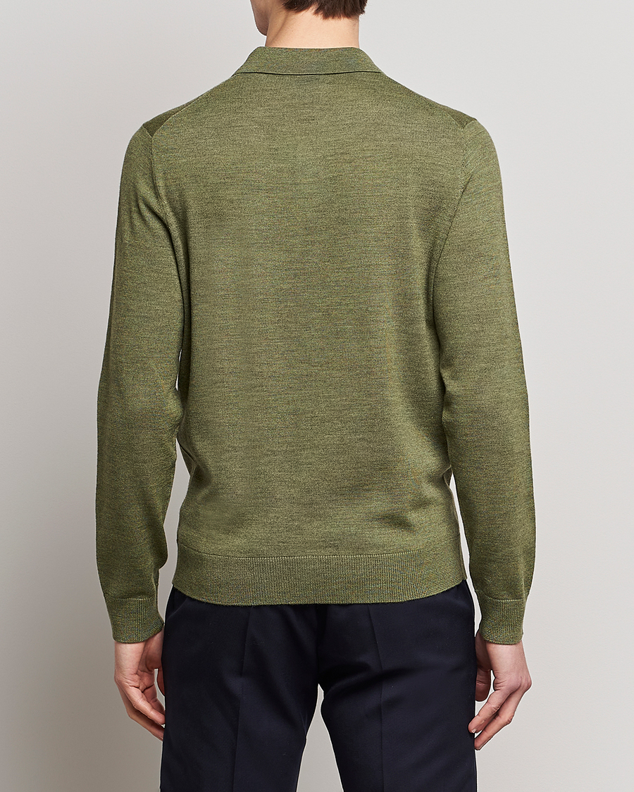 Herren | Pullover | Morris | Merino Knitted Polo Olive